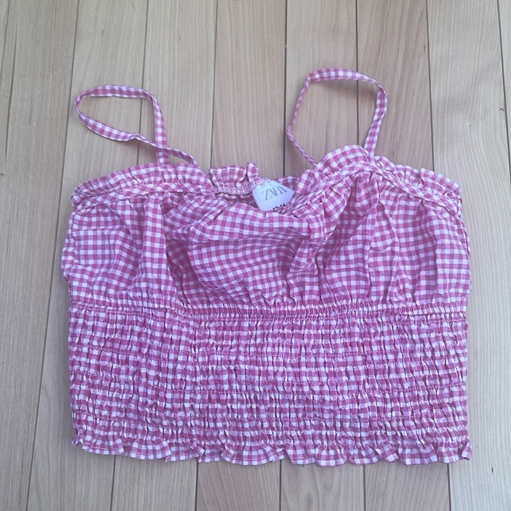 zara pjnk  girls  rushed top gingham pattern